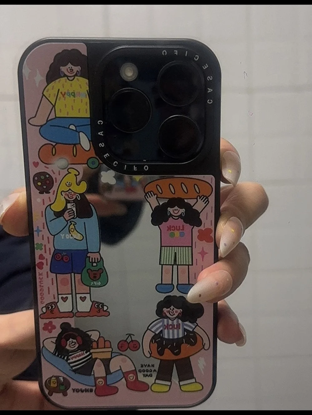 Pink Cartoon Mirror Case iPhone 15 | Cute Characters | Y2K Aesthetic | NWoT